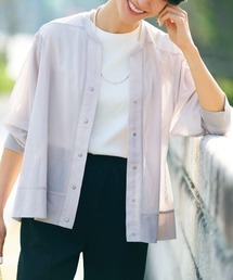 ＩＥＤＩＴ　ひんやりした接触冷感が気持ちいい　シアーリブカットソーのスナップボタンカーディガン