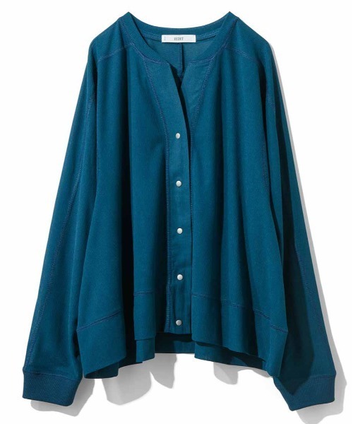 IEDIT（イディット）の「ＩＥＤＩＴ　ひんやりした接触冷感が気持ちいい　シアーリブカットソーのスナップボタンカーディガン（カーディガン/ボレロ・レディース・ブルーグリーン/ブラック/グレー・MEDIUM/LARGE/X-LARGE/XX-LARGE/SMALL/XXX-LARGE）」の7枚目の写真