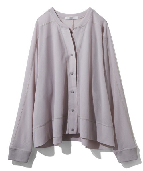 IEDIT（イディット）の「ＩＥＤＩＴ　ひんやりした接触冷感が気持ちいい　シアーリブカットソーのスナップボタンカーディガン（カーディガン/ボレロ・レディース・ブルーグリーン/ブラック/グレー・MEDIUM/LARGE/X-LARGE/XX-LARGE/SMALL/XXX-LARGE）」の9枚目の写真