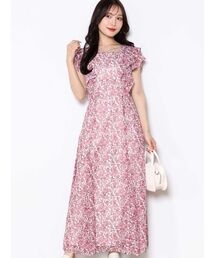 MERCURYDUO | クロスストラップフラワーフリルスリーブワンピース(ワンピース)