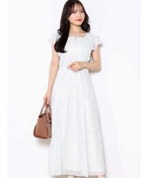 MERCURYDUO | クロスストラップフラワーフリルスリーブワンピース(ワンピース)