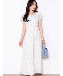 MERCURYDUO | クロスストラップフラワーフリルスリーブワンピース(ワンピース)