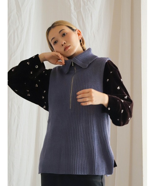 強撚綿アクリル ZIPベスト | NOMBRE IMPAIR