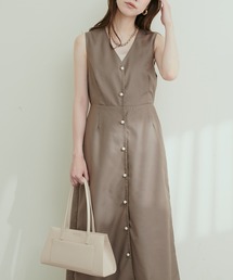 natural couture | パール釦Vネックジャンスカ(ジャンパースカート)