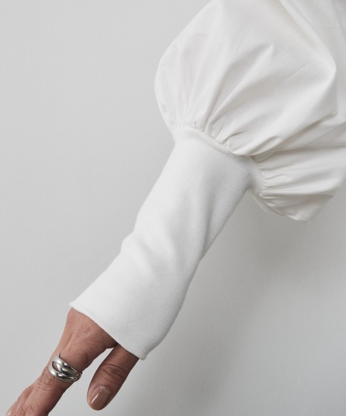 CHIC STYLE（シックスタイル）の「＜大きいサイズ＞袖口リブパフスリーブプルオーバーシャツ シックスタイル（シャツ/ブラウス・レディース・オフホワイト/ブラック・LL/5L/4L/L/3L）」の16枚目の写真