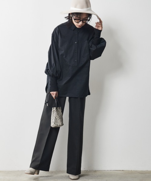 CHIC STYLE（シックスタイル）の「＜大きいサイズ＞袖口リブパフスリーブプルオーバーシャツ シックスタイル（シャツ/ブラウス・レディース・オフホワイト/ブラック・LL/5L/4L/L/3L）」の8枚目の写真