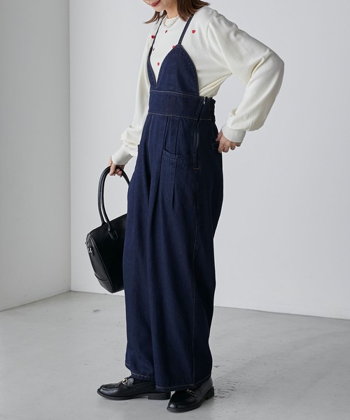 BONLECILL（ボンルシール）の「デニムビスチェデザインサロペット（サロペット/オーバーオール・レディース・ブラック/ネイビー・FREE）」の14枚目の写真