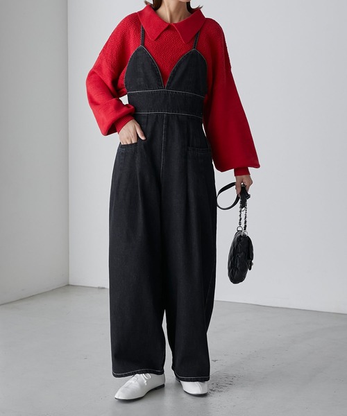 BONLECILL（ボンルシール）の「デニムビスチェデザインサロペット（サロペット/オーバーオール・レディース・ブラック/ネイビー・FREE）」の3枚目の写真