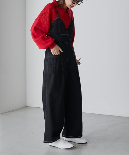 BONLECILL（ボンルシール）の「デニムビスチェデザインサロペット（サロペット/オーバーオール・レディース・ブラック/ネイビー・FREE）」の4枚目の写真