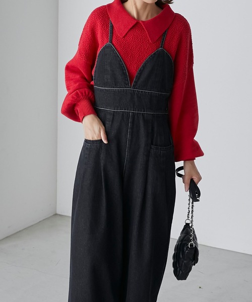 BONLECILL（ボンルシール）の「デニムビスチェデザインサロペット（サロペット/オーバーオール・レディース・ブラック/ネイビー・FREE）」の7枚目の写真