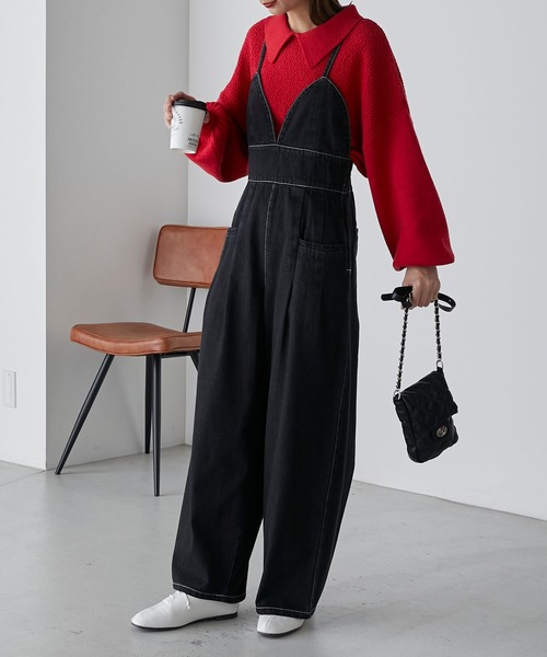 BONLECILL（ボンルシール）の「デニムビスチェデザインサロペット（サロペット/オーバーオール・レディース・ブラック/ネイビー・FREE）」の12枚目の写真