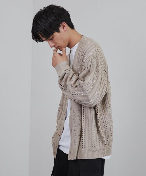 coen(コーエン)の「透かし編みルーズニットカーディガン(カーディガン/ボレロ・メンズ・ダークブラウン/ブラック/ベージュ・L/XL/S/M)」の7枚目の写真