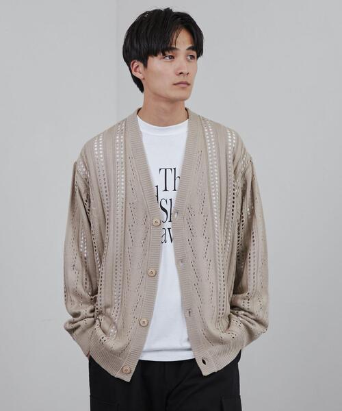 coen(コーエン)の「透かし編みルーズニットカーディガン(カーディガン/ボレロ・メンズ・ダークブラウン/ブラック/ベージュ・L/XL/S/M)」の9枚目の写真