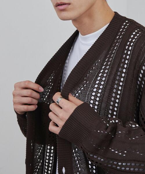 coen（コーエン）の「透かし編みルーズニットカーディガン