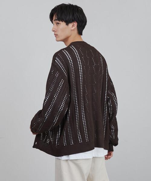 coen(コーエン)の「透かし編みルーズニットカーディガン(カーディガン/ボレロ・メンズ・ダークブラウン/ブラック/ベージュ・L/XL/S/M)」の13枚目の写真
