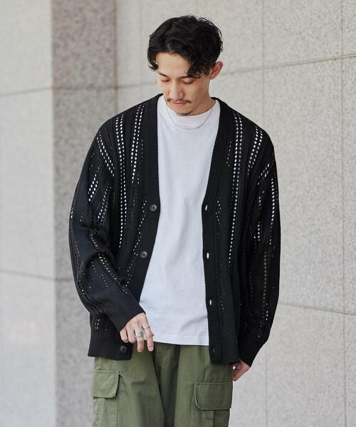 coen(コーエン)の「透かし編みルーズニットカーディガン(カーディガン/ボレロ・メンズ・ダークブラウン/ブラック/ベージュ・L/XL/S/M)」の14枚目の写真