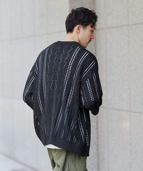 coen(コーエン)の「透かし編みルーズニットカーディガン(カーディガン/ボレロ・メンズ・ダークブラウン/ブラック/ベージュ・L/XL/S/M)」の16枚目の写真