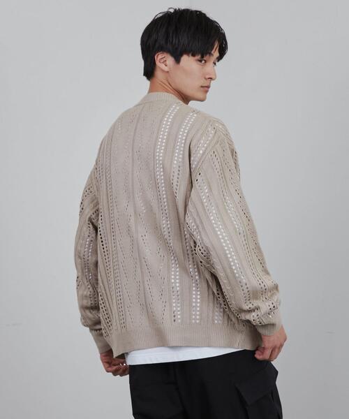coen(コーエン)の「透かし編みルーズニットカーディガン(カーディガン/ボレロ・メンズ・ダークブラウン/ブラック/ベージュ・L/XL/S/M)」の22枚目の写真