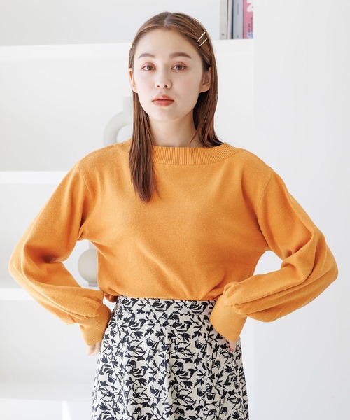 mysty woman（ミスティウーマン）の「ラメボートネックニット 968226（ニット/セーター・レディース・ブラック/オレンジ/オフホワイト/グリーン/モカ・FREE）」の5枚目の写真