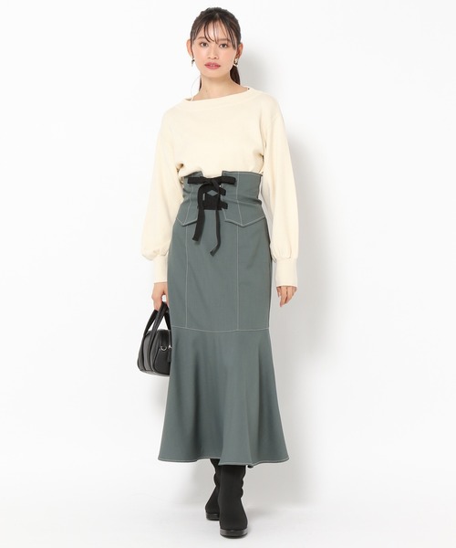 mysty woman（ミスティウーマン）の「ラメボートネックニット 968226（ニット/セーター・レディース・ブラック/オレンジ/オフホワイト/グリーン/モカ・FREE）」の10枚目の写真