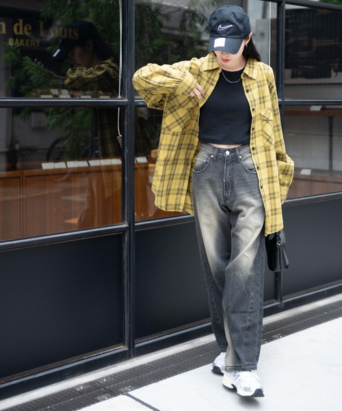 WEGO（ウィゴー）の「WEGO/チェックBIGシャツ（シャツ/ブラウス・レディース・イエロー系その他3/ブラック系その他2/ブラウン系その他2・FREE）」の14枚目の写真