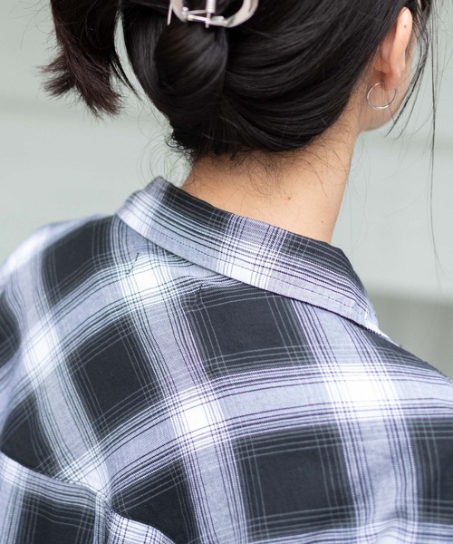 WEGO（ウィゴー）の「WEGO/チェックBIGシャツ（シャツ/ブラウス・レディース・イエロー系その他3/ブラック系その他2/ブラウン系その他2・FREE）」の4枚目の写真