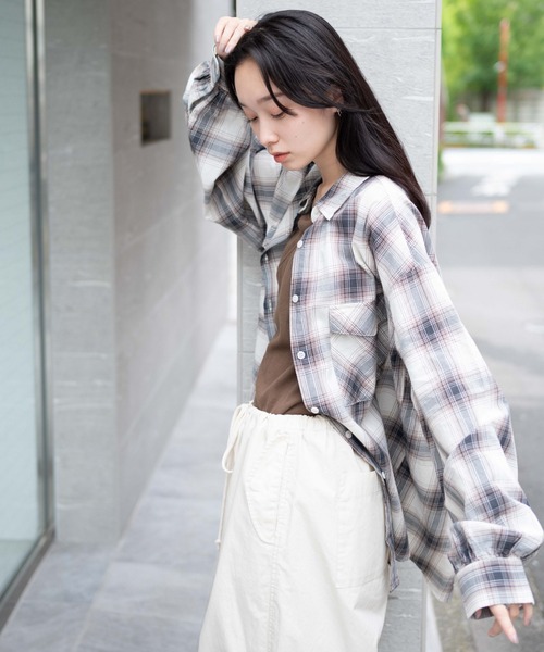 WEGO（ウィゴー）の「WEGO/チェックBIGシャツ（シャツ/ブラウス・レディース・イエロー系その他3/ブラック系その他2/ブラウン系その他2・FREE）」の16枚目の写真