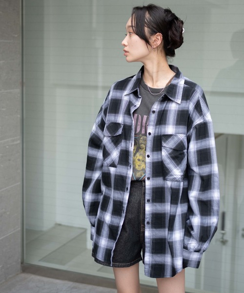 WEGO（ウィゴー）の「WEGO/チェックBIGシャツ（シャツ/ブラウス・レディース・イエロー系その他3/ブラック系その他2/ブラウン系その他2・FREE）」の11枚目の写真