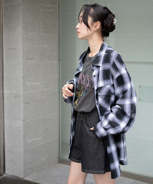 WEGO（ウィゴー）の「WEGO/チェックBIGシャツ（シャツ/ブラウス・レディース・イエロー系その他3/ブラック系その他2/ブラウン系その他2・FREE）」の8枚目の写真