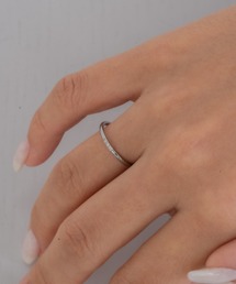 1mm Zirconia Ring / 3石　 金属アレルギー対応 サージカルステンレス