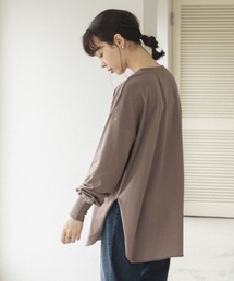 【ママサイズ】 ビッグシルエット ラウンドヘム 長袖Tシャツ