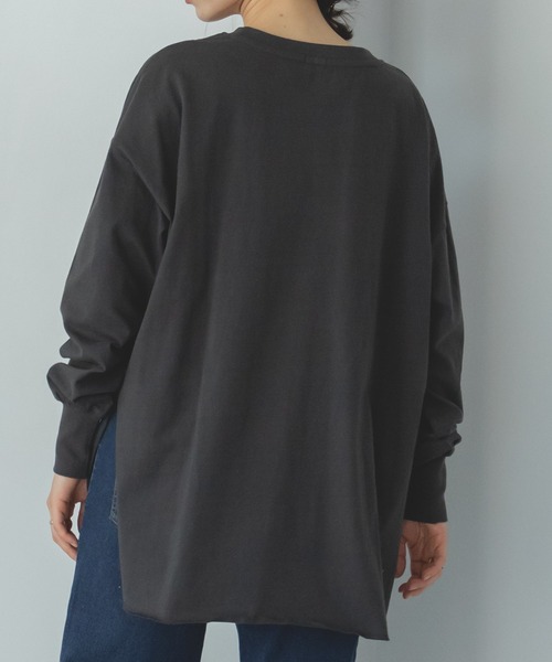 pairmanon（ペアマノン）の「【ママサイズ】 ビッグシルエット ラウンドヘム 長袖Tシャツ（Tシャツ/カットソー・レディース・パープル系その他/ブラウン系その他/ライトベージュ/ベージュ系その他/ブラック/ブラック系その他/ホワイト系その他/アイボリー・FREE）」の15枚目の写真