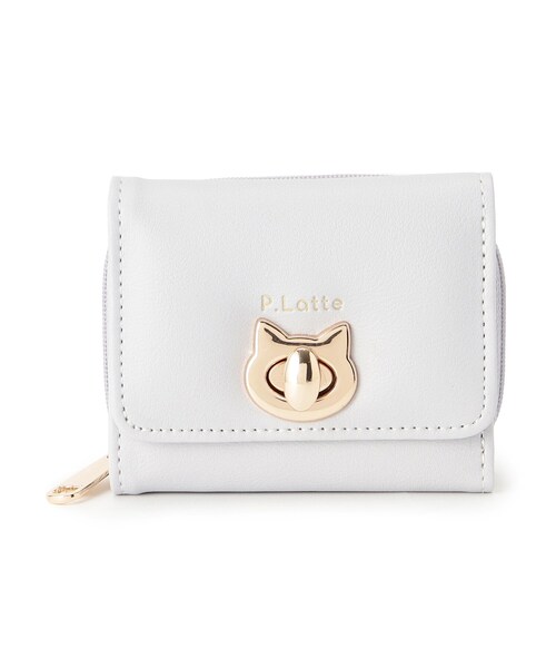 PINK-latte（ピンクラテ）の「◆ネコ金具付きミニ財布（財布・キッズ・グレー/ライトグリーン/ブラック・00）」の2枚目の写真