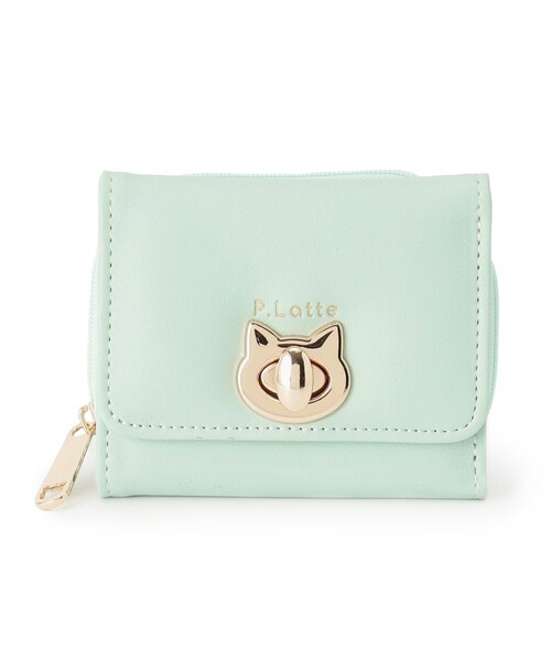 PINK-latte（ピンクラテ）の「◆ネコ金具付きミニ財布（財布・キッズ・グレー/ライトグリーン/ブラック・00）」の3枚目の写真
