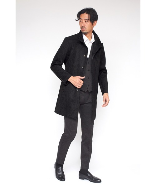 HIGH STREET（ハイストリート）の「HIGH STREET∴ジオメトリックモールスタンドコート（ステンカラーコート・メンズ・ブラック/ダークグリーン・L/M/LL/S）」の18枚目の写真