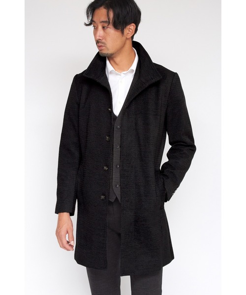 HIGH STREET（ハイストリート）の「HIGH STREET∴ジオメトリックモールスタンドコート（ステンカラーコート・メンズ・ブラック/ダークグリーン・L/M/LL/S）」の19枚目の写真