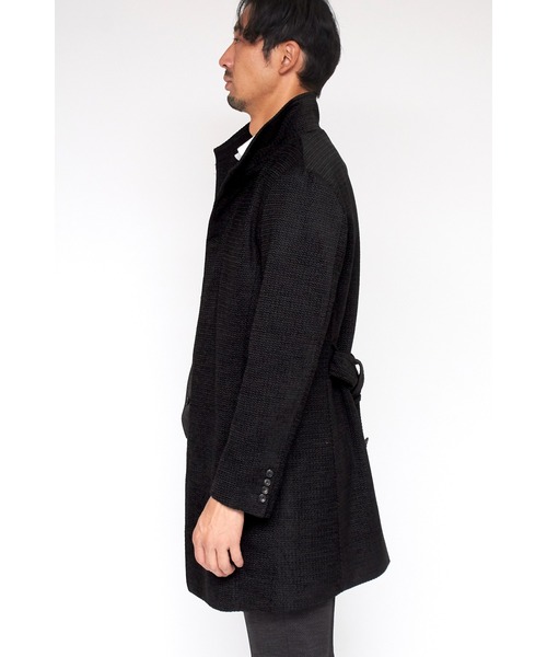 HIGH STREET（ハイストリート）の「HIGH STREET∴ジオメトリックモールスタンドコート（ステンカラーコート・メンズ・ブラック/ダークグリーン・L/M/LL/S）」の20枚目の写真
