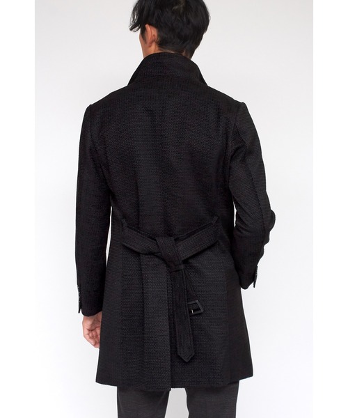 HIGH STREET（ハイストリート）の「HIGH STREET∴ジオメトリックモールスタンドコート（ステンカラーコート・メンズ・ブラック/ダークグリーン・L/M/LL/S）」の21枚目の写真