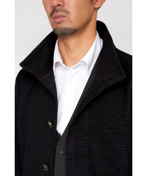 HIGH STREET（ハイストリート）の「HIGH STREET∴ジオメトリックモールスタンドコート（ステンカラーコート・メンズ・ブラック/ダークグリーン・L/M/LL/S）」の22枚目の写真