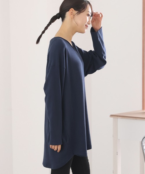 ElegChic(エレグシック)の「ワッフル ロング スリーブプルオーバー 長袖 (Tシャツ/カットソー・レディース・カーキ/ブラック/杢グレー/ホワイト/オレンジ系/ネイビー/パープル・4L/XL/M)」の13枚目の写真