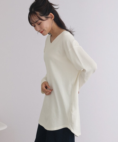 ElegChic(エレグシック)の「ワッフル ロング スリーブプルオーバー 長袖 (Tシャツ/カットソー・レディース・カーキ/ブラック/杢グレー/ホワイト/オレンジ系/ネイビー/パープル・4L/XL/M)」の21枚目の写真