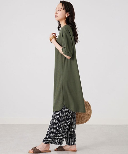 BELLUNA（ベルーナ）の「かのこ素材裾ラウンドチュニックワンピース（チュニック・レディース・杢グレー/カーキ/チャコール/パープル/ターコイズブルー・X-LARGE/MEDIUM/LARGE）」の9枚目の写真