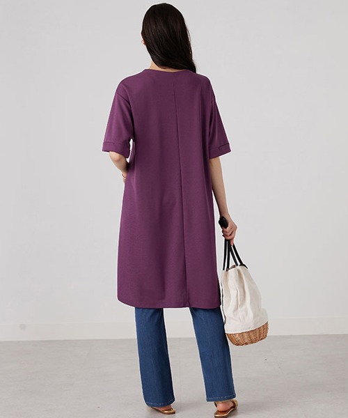 BELLUNA（ベルーナ）の「かのこ素材裾ラウンドチュニックワンピース（チュニック・レディース・杢グレー/カーキ/チャコール/パープル/ターコイズブルー・X-LARGE/MEDIUM/LARGE）」の10枚目の写真