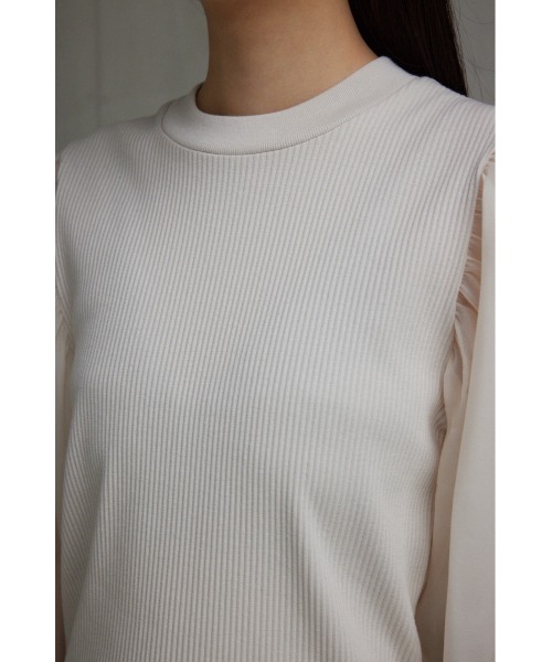 AZUL by moussy（アズールバイマウジー）の「袖シアー長袖リブトップス（Tシャツ/カットソー・レディース・アイボリー/ボルドー/ブラック/ダークグリーン・SMALL/MEDIUM）」の11枚目の写真