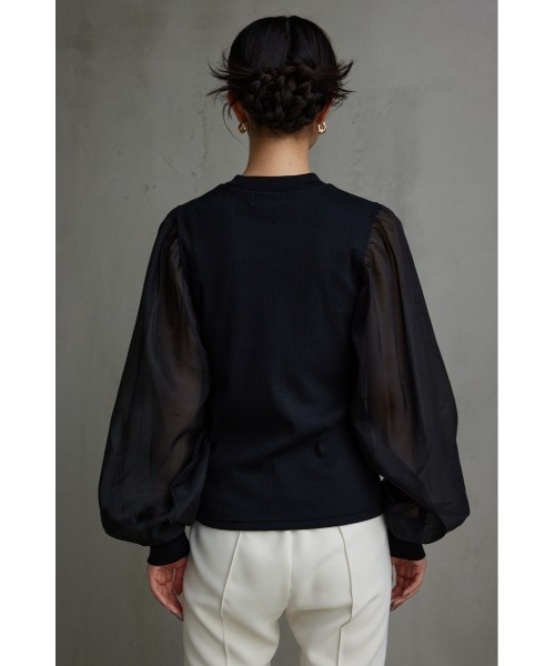 AZUL by moussy（アズールバイマウジー）の「袖シアー長袖リブトップス（Tシャツ/カットソー・レディース・アイボリー/ボルドー/ブラック/ダークグリーン・SMALL/MEDIUM）」の19枚目の写真