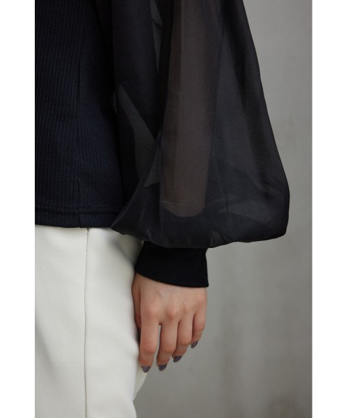 AZUL by moussy（アズールバイマウジー）の「袖シアー長袖リブトップス（Tシャツ/カットソー・レディース・アイボリー/ボルドー/ブラック/ダークグリーン・SMALL/MEDIUM）」の22枚目の写真