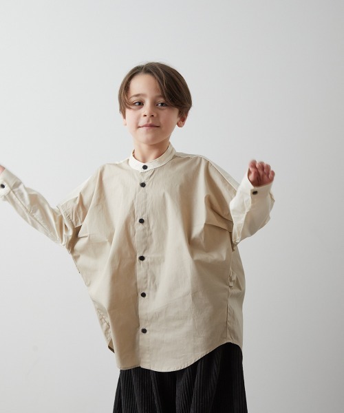 riziere（リジェール）の「ピュアコットンバンドカラー配色シャツ（シャツ/ブラウス・キッズ・キャメル/アイボリー/カーキ・120/150/130/90/110/100/140）」の12枚目の写真
