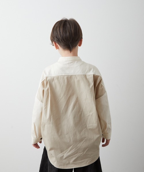 riziere（リジェール）の「ピュアコットンバンドカラー配色シャツ（シャツ/ブラウス・キッズ・キャメル/アイボリー/カーキ・120/150/130/90/110/100/140）」の13枚目の写真