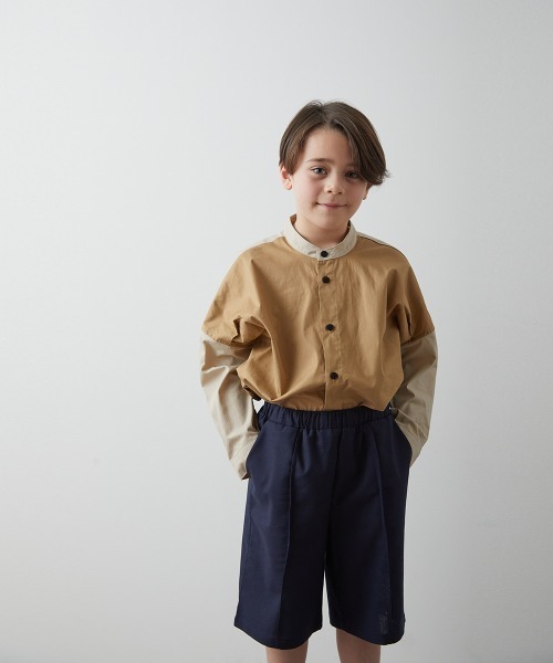 riziere（リジェール）の「ピュアコットンバンドカラー配色シャツ（シャツ/ブラウス・キッズ・キャメル/アイボリー/カーキ・120/150/130/90/110/100/140）」の5枚目の写真