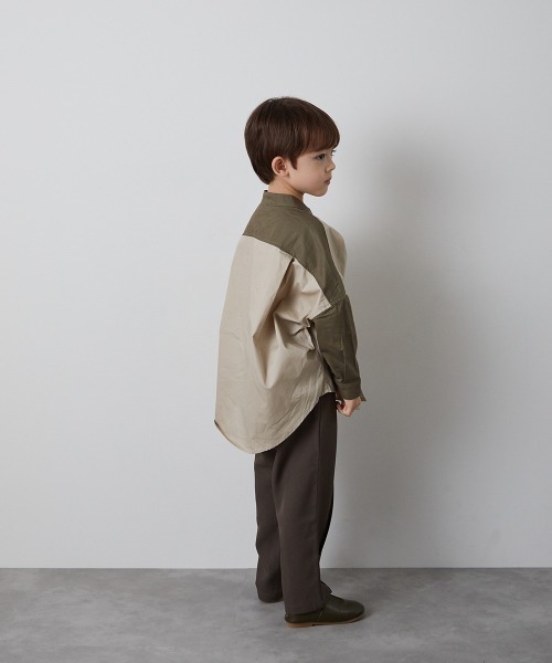 riziere（リジェール）の「ピュアコットンバンドカラー配色シャツ（シャツ/ブラウス・キッズ・キャメル/アイボリー/カーキ・120/150/130/90/110/100/140）」の8枚目の写真